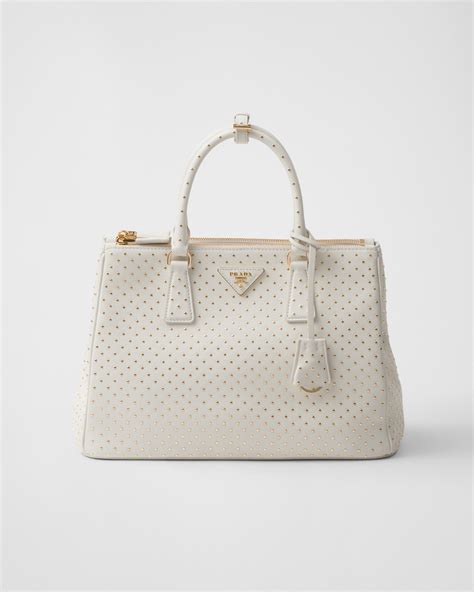 prada studded frame bag|Prada white galleria studded bag.